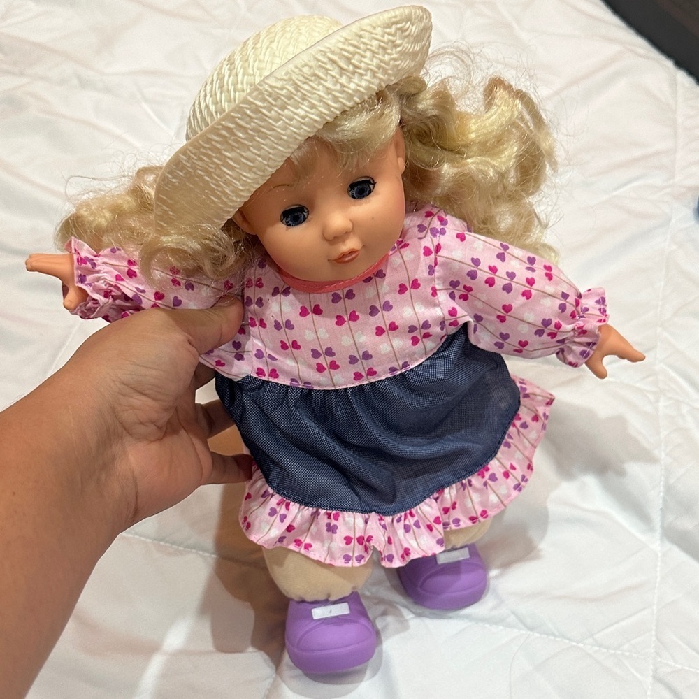 NWOT Adorable Pink and Purple Doll with Hat